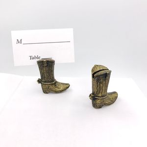 80PCS Forniture per feste per eventi rustici Vintage Golden Cowboy Boot Place Card Holder WeddingBridal Shower Favors Photo Name Card Holders