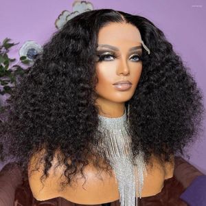 Scheherezade Curly Human Hair Wigs Deep Wave Lace Front Short Bob Brazilian Preucked Remy x1