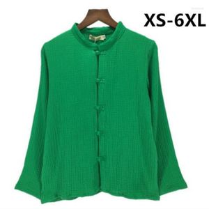 Blouses femininas 2022 estilo vintage feminino linear de algodão linho de algodão chineses elegante lady blusa tops pretos verdes brancos