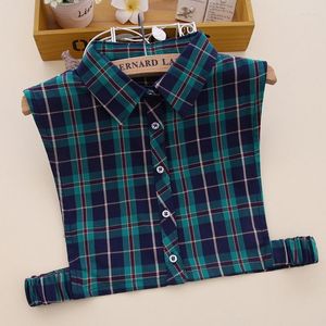 Bow Ties Women Cotton Plaid Shirt Fake Collar Adult Detachable Half Removable False Blouse Female Gilrs Nep Kraagie