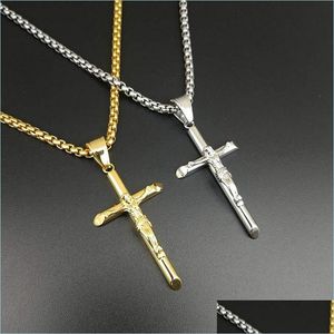 Pendant Necklaces Stainless Steel Hip Hop Jewlery Jesus Cross Pendant Necklace Men Women Street Dance Rock Rapper Boys Accessories Go Dhyys