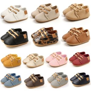 First Walkers 14Colors born Boys PU Laceup Shoes Baby Girls High Grade Nonslip Soft Sole Toddler Frist Waliking 221007