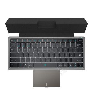 Kabellose Bluetooth-Tastatur für Tablet-Telefone, Computer mit PU-Ledertasche, faltbares Touchpad, tragbare Tastatur, 3 Geräte synchronisierbar