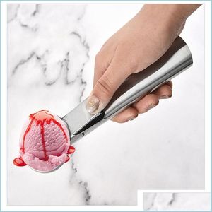 Utensili per gelato Utensili per gelato Palette Pile Scavatrice in acciaio inossidabile Creatore antiaderente per palline di frutta Strumento per cucchiaio di anguria Consegna a goccia 2 Dhwnq