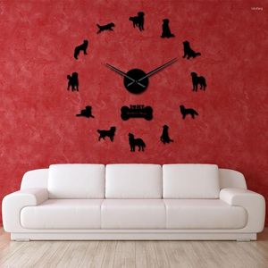 Orologi da parete Toller Dog Giant Orologio fai da te Nova Scotia Duck Tolling Retriever Breed Orologio 3D autoadesivo con superficie a specchio