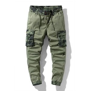 Мужские брюки Новая армия зеленый камуфляж печатный груз повседневной свободный от открытия тактический мульти карманный большой размер 29-38 G221007