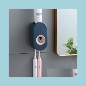 Andra hush￥llens diverse sj￤lvh￤ftande Matic Tootaste Squeezer Set v￤ggmonterad h￥llare Tandborste rack v￤gg sug sl￤pp leverans 2021 dh0wt