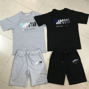 Men's Tracksuits High Street Blue And White Towel Embroidery Men's Women's Short Sleeve Shorts Set