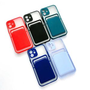 Card Holder Slot Translucent Ultra Slim Silky Soft Cell Phone Cases for iPhone 12 Mini 11 Pro Max XR XS X 8 7 6 Plus personality