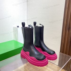 Hochwertige Plateaustiefel, Designer-Rose-Rot-Schuhe, Outdoor-Knöchel-Anti-Rutsch-Welle, farbige Gummi-Außensohle, elastisches Gurtband, Luxus-Herren-Damen-Mode-Stiefel 35-44