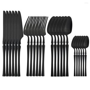 Dinnerware Sets 24pcs/set Black Cutlery 304 Stainless Steel Table Dinner Fork Knife Coffee Spoon Set Kitchen Home Tableware