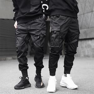 Calça masculina escondida preta guerreira casual calça tática paratrooper calças de carga funcionais harajuku moda skinny masculino masculino 221007