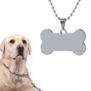 Knochen personalisierte Hundemarke Haustier Metall leeres Etikett Edelstahl doppelseitige ID-Kartengravur 2022