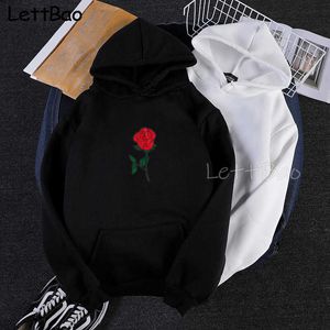 Men's Hoodies Sweatshirts Harajuku Autumn Winter Funny Rose Print Hoodie Men Hip Hop Casual Brief Popular Sweatshirts Black Clothes Fashion Man Streetwear T221008