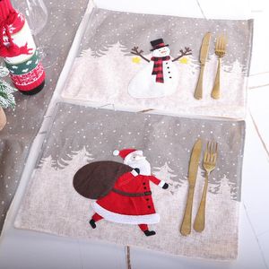 Christmas Decorations Simple Style Personalized Fashion Table Mat Santa Snowman Pattern Comfortable And Soft