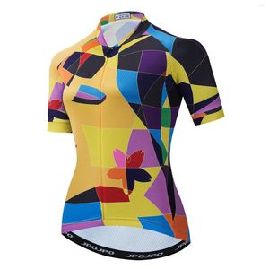 Giubbotti da corsa 2022 Maglia da ciclismo Donna Bike Mountain Road MTB Top Maillot Camicia da bicicletta Manica corta Abbigliamento Estate Bike Uniform Giallo