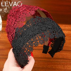Главные повязки Levao Retro кружевая повязка на голову Широкая турбанская прическа для волос вязание крючком цветочные волосы для волос сетка сетка для женщин аксессуары для волос T221007