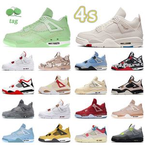 HotSaling Mens Jumpman 4 4S basketskor offs Womens ow White Designer Sneakers Light Beige Vintage Sail Gum Infrared New Fire Red Oreo J Jorda Jordon