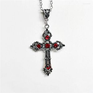 Chains Vintage Baroque Christian Cross Necklace For Women Man Silver Color With Crystals Gothic Crucifix Symbol Easter Unisex Jewelry