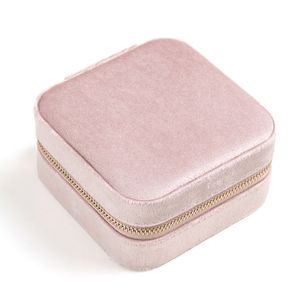 Travel Velvet Jewelry Box with Mirror Gifts Case for Women Girls Small Portable Organizer Zipper Boxes for Rings Earrings Necklaces Bracelets Q2