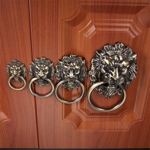 Handles Pulls DRELD Vintage Lion Head Cabinet Knobs and Furniture Door Antique Drawer Pull Handle Knob Ring 221007