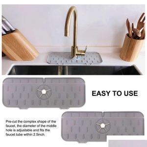 Other Household Sundries Sile Faucet Mat For Kitchen Sink Splash Guard Drain Pad Bathroom Water Catcher Countertop Protector Drop Del Dh9K6