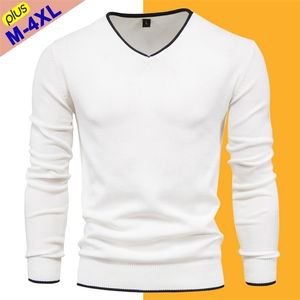 Mens Sweaters Male Sweaters Men Pullover Autumn Cotton VNeck Slim Sweater Jumpers Man Knitwear Boy Clothing Plus Size 4XL Simple Style Jersey 221008