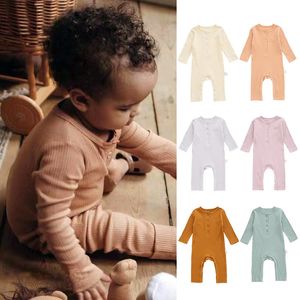 Neugeborenen Baby Junge Mädchen Strampler Onesie Gerippte Baumwolle Langarm Overall Einem Stück Herbst Winter Outfit Kleidung