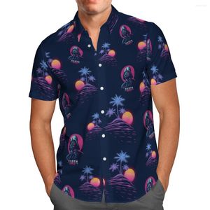 Men's Casual Shirts Black Galaxy Warrior 3D Print Summer Breathable Art Hawaii Beach Mens Streetwear Short Sleeve Button Up Tops