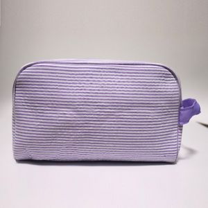 Purple handle Seersucker Makeup Bag US Warehouse Cosmetic Case Make Up Woman Jewelry Organizer Toiletry Clutch Bags Kits Storage Travel Wash pouch DOM1566