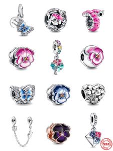 Argento sterling 925 ciondola fascino donne perline gioielli di alta qualità regalo all'ingrosso primavera fine fiore rosa amico clip arricciato bruco perline fit pandora fai da te