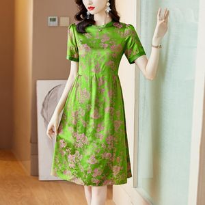 Casual Dresses 2022 Floral Mulberry Silk Chiffon Sexig Midi Dress Women Boho Fashion Beach Spring Summer Elegant Loose Vestidos