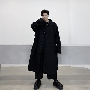 Trench dos homens casacos de cabeleireiro hairbreaker Men s Moda coreana Mid Long Cool Off the Knee Coat estilo britânico Autumn Ins casal 221007