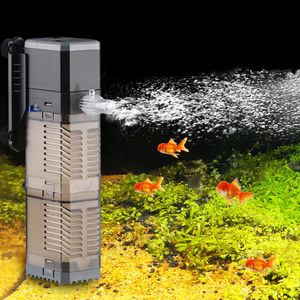 Filtreringsv￤rme SUNSUN 4 I 1 Internt akvariumfilter Syre Air Pump Wave Maker Submersible Water Circulation Pump f￶r Fish Tank Sponge Filter 2201007