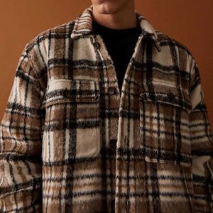 Herren Pelz Kunstpelz Streetwear Jacke Mäntel Männer Herbst Mode Plaid Mischung Wolle Oberbekleidung Für Herren Langarm Umlegekragen Button-up Cardigans T221007