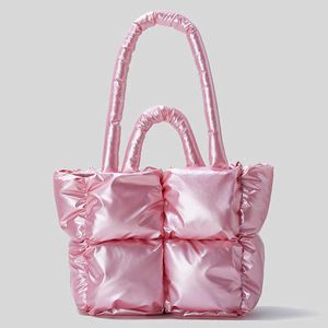 Shoulder Bags Evening Fashion Laser Padded Tote Bag Designer Quilted Women Handbags Luxury Nylon Down Cotton Big Metallic Shopper Purse 221008