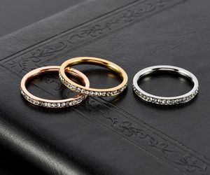 2 ミリメートル女性チタン鋼リング記念結婚指輪キュービックジルコニアハーフエタニティスタッカブル婚約指輪サイズ 4-10