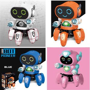 Dancing Electric Toy Hexapod Steel Robot com caixa de cores e brinquedos musicais para crianças meninos 2022