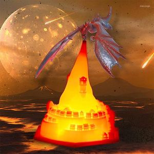 Nattljus 3D Tryckt Fire Breathing Dragon Lamp Room Decor for Kids Volcano Led Desktop Bedroom Children Gifts