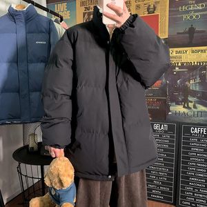 Men's Down Men Women Coat Winter Fleece Thicken Letter Graphic Stand Collar Oversize Parkas Korean Style Male Padded Warm Jackets