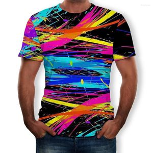 Magliette da uomo Moda estiva Colore a righe Stampa 3D Modello Top casual a maniche corte per uomo e donna XS-5XL