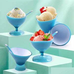 Ciotole Creative New Plastic Ice Cream Cup Fruit Yogurt Dessert Afternoon Tea Bowl Varietà Drop Delivery 2021 Home Garden Kitchen Dini Dhbso