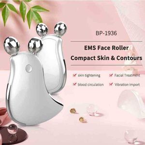 EMS Micro Current Face Lifting Inther Eye Massager Hot Compress Rolling Ball Lift Gua Sha Jaw Exerciser 220513