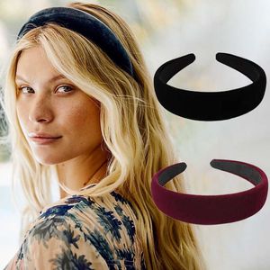 Headbands Winter Thick Black Headbands for Women New Velvet Sponge Hairband Girls Wide Head Band Headwear Elasticity Padded Hairbands T221007