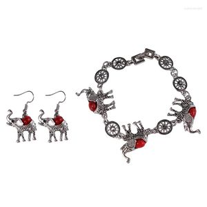 Halskette Ohrringe Set Elefant Antik Silber Halsketten und Armbänder Sets Mode Frauen Vintage Trendy Tier Engagement Legierung