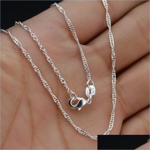 Strands Strings 925 Sterling Sier 16/18/20/22/24/26/28/30 Inch Side Chain 2Mm Strands Necklace For Women Man Fashion Wedding Charm J Dh79S