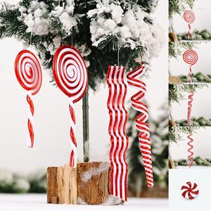 Juldekorationer kreativa r￶da och vita godis h￤nge plast lollipop tr￤d dekoration