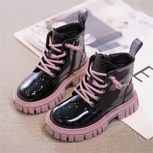 Boots Fashion Kids for Girls British Style Child Toddler Girl Combate Boys Wood Waterproof Boys High 1-15 anos 221007