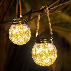 Lanterna solare da campeggio Confezione da 2 lanterne sospese per esterni Impermeabili 30 luci solari a LED Paesaggio decorativo da giardino Halloween Natale