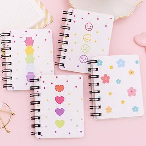 Small Flower Flip Coil Notebook Students Mini Portable A7 Pockets